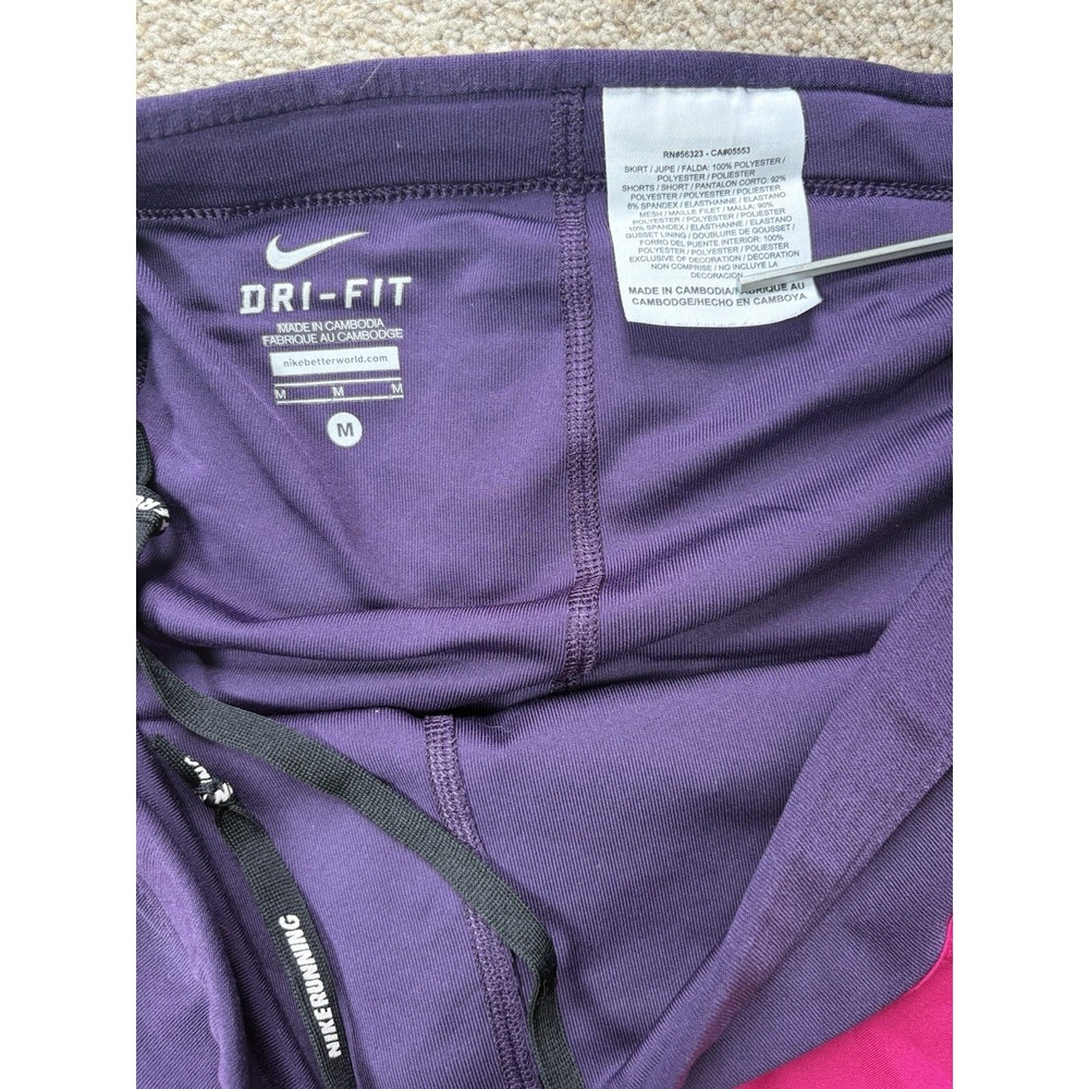 Nike Dri-Fit Athletic Skort Skirt Medium Pink Ruched Tennis Pickleball Golf - Picture 2 of 6
